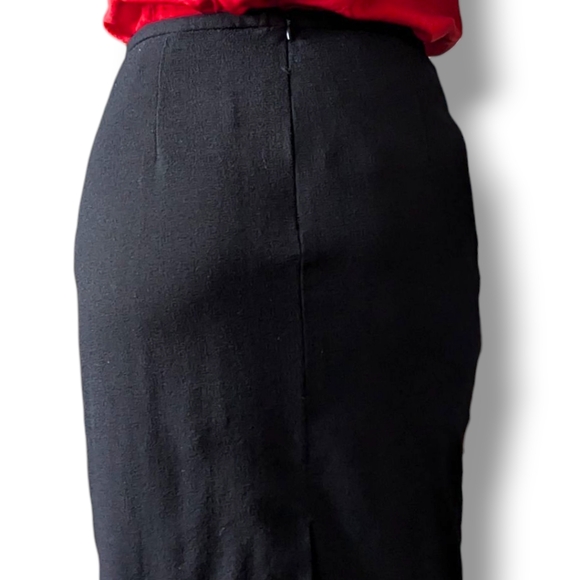 Armani Collezioni Black Stretch Crepe Knee Length Pencil Skirt Women's Size 6 - Picture 8 of 16